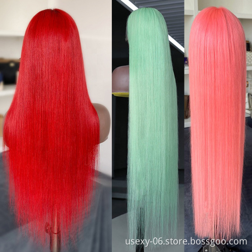 Pink Yellow Purple Blue Green Red Orange 613 Wigs For Black Women Human Hair Extension Wig Vendors Frontal Virgin Brazilian Wigs